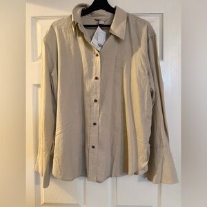 H&M Women's Beige Button-Down soft Linen shirt